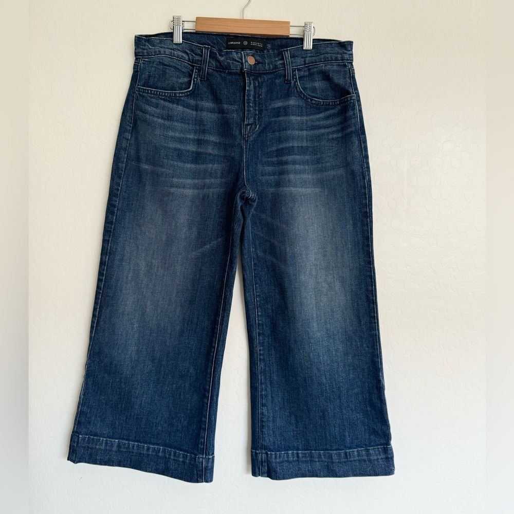 J Brand x Barney’s Liza Aviation High Rise Cropped Wide Leg Jeans Size 29